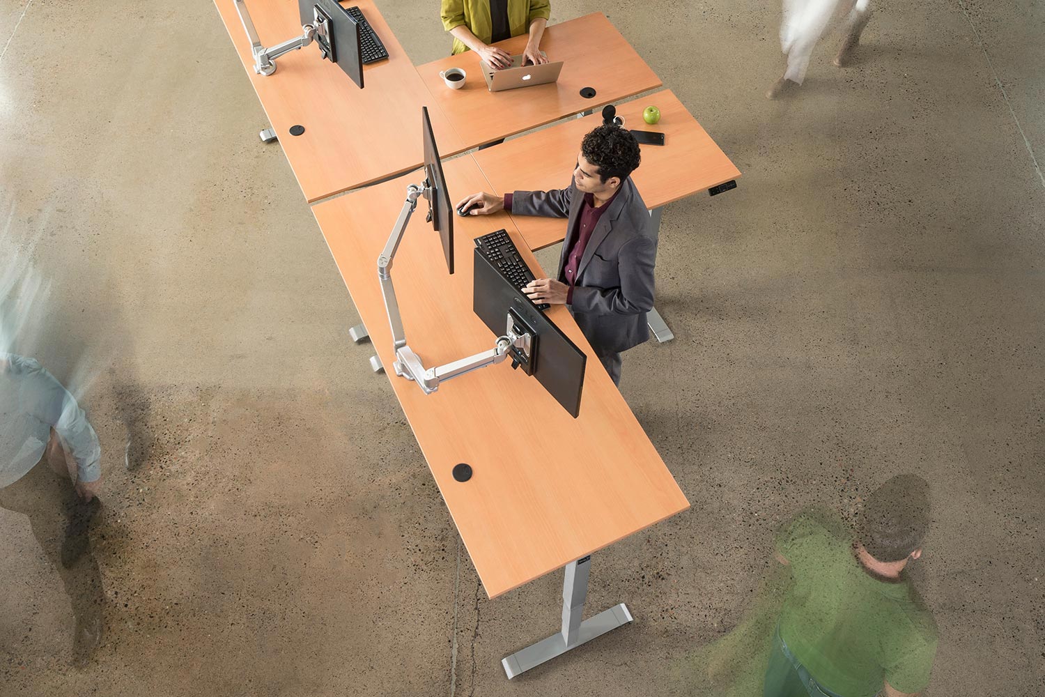 MultiTable L Shaped Height Adjustable Corner Standing Desk 